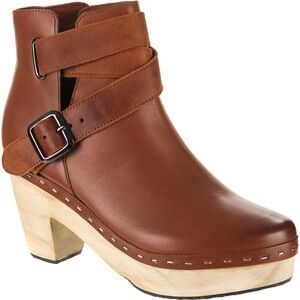 Free People Brown Leather Bungalow Clog Boots